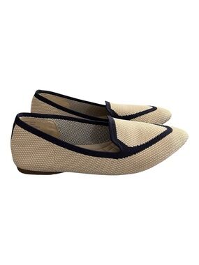 Birdies Knit Pointed Toe Flats Loafers Eggshell Navy Women Size 7